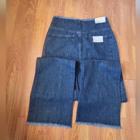 WeWoreWhat Denim Jeans 28 Frayed Hem Straight NWT Blue - Picture 2 of 11